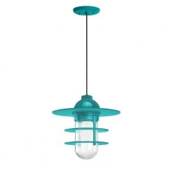 Retro Industrial 10 in. Shade 1-Light Tahitian Teal Finish Pendant by Troy RLM