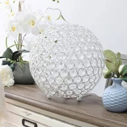 10 in. White Crystal Ball Sequin Table Lamp by Elegant Designs -JAZAVA Sales Store white elegant designs novelty lamps lt1067 wht 76 1000