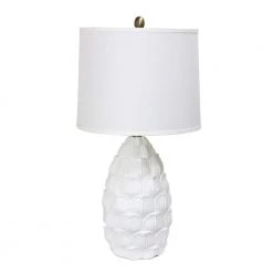 27.25 in. Resin White Table Lamp with Fabric Shade by Elegant Designs