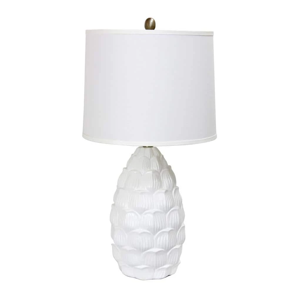 27.25 in. Resin White Table Lamp with Fabric Shade by Elegant Designs 1 27.25 in. Resin White Table Lamp with Fabric Shade by Elegant Designs