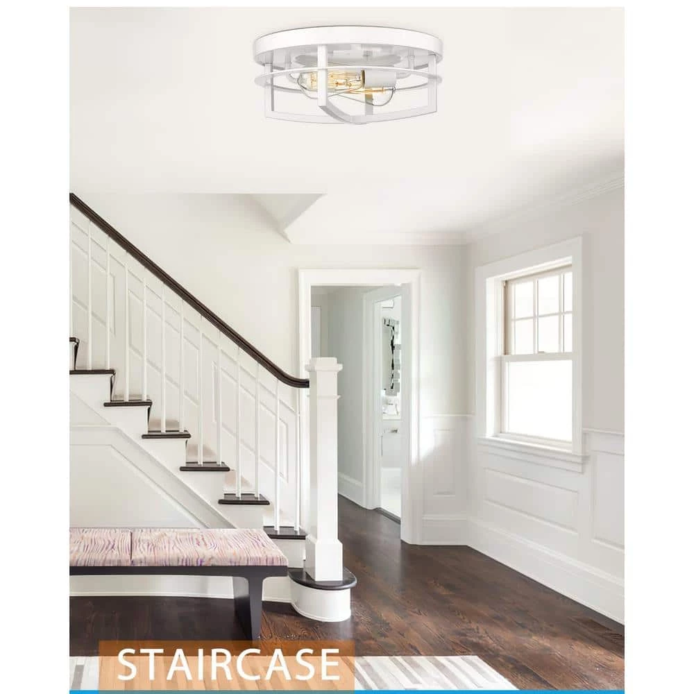 13 in. 2-Light White Flush Mount Ceiling Light Fixtures for Kitchen Bedroom Hallway by JAZAVA 6 13 in. 2-Light White Flush Mount Ceiling Light Fixtures for Kitchen Bedroom Hallway by JAZAVA - Image 6