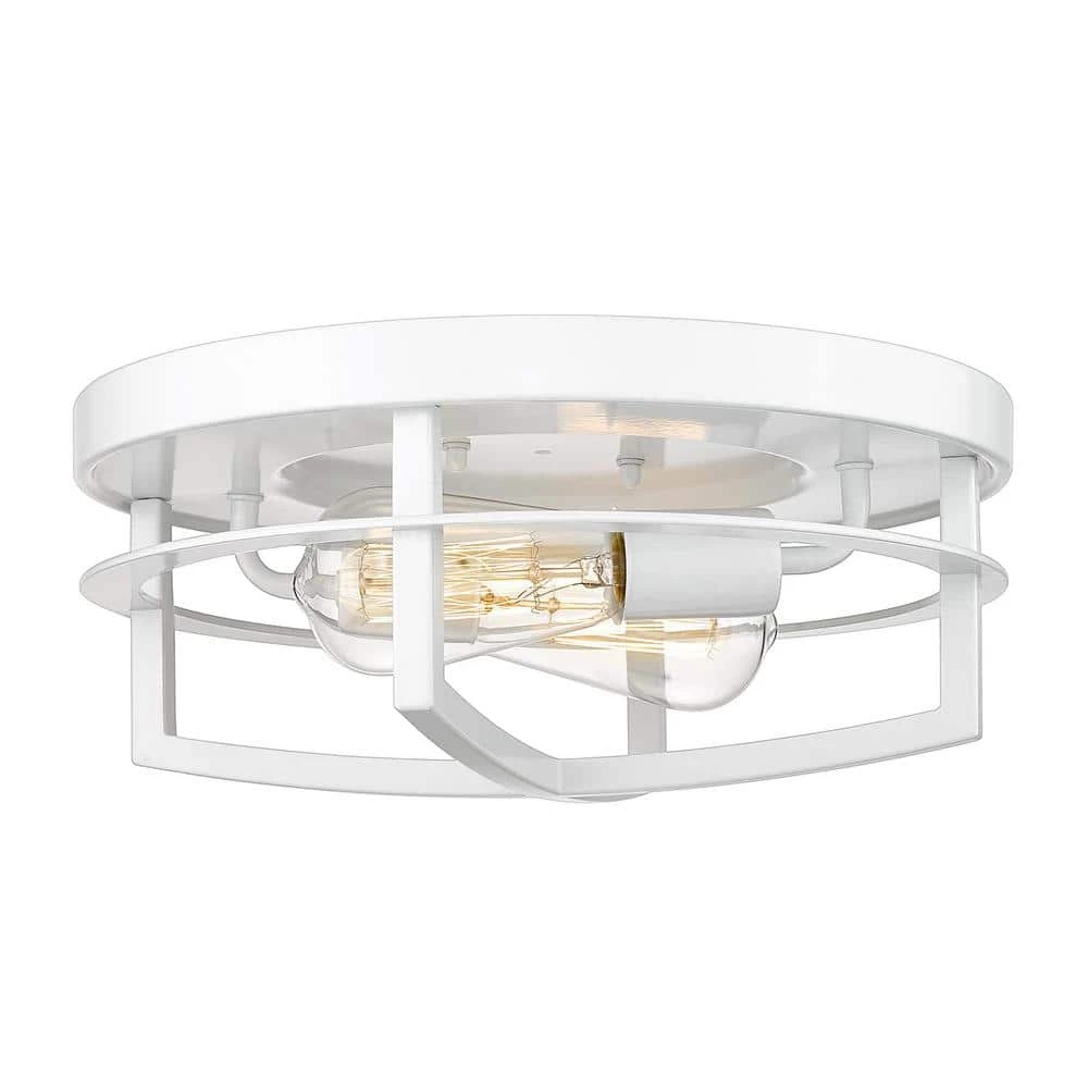 13 in. 2-Light White Flush Mount Ceiling Light Fixtures for Kitchen Bedroom Hallway by JAZAVA 1 13 in. 2-Light White Flush Mount Ceiling Light Fixtures for Kitchen Bedroom Hallway by JAZAVA