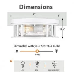 13 in. 2-Light White Flush Mount Ceiling Light with Seeded Glass for Bedroom Kitchen Hallway by JAZAVA -JAZAVA Sales Store white jazava flush mount lights hd4fw17 f whdm 1f 1000