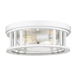 13 in. 2-Light White Flush Mount Ceiling Light with Seeded Glass for Bedroom Kitchen Hallway by JAZAVA