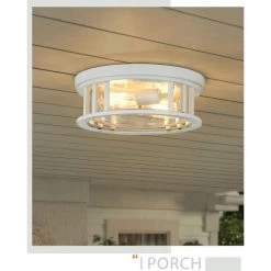 13 in. 2-Light White Flush Mount Ceiling Light with Seeded Glass for Bedroom Kitchen Hallway by JAZAVA -JAZAVA Sales Store white jazava flush mount lights hd4fw17 f whdm fa 1000
