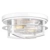 13 in. 2-Light White Flush Mount Ceiling Light with Seeded Glass by JAZAVA